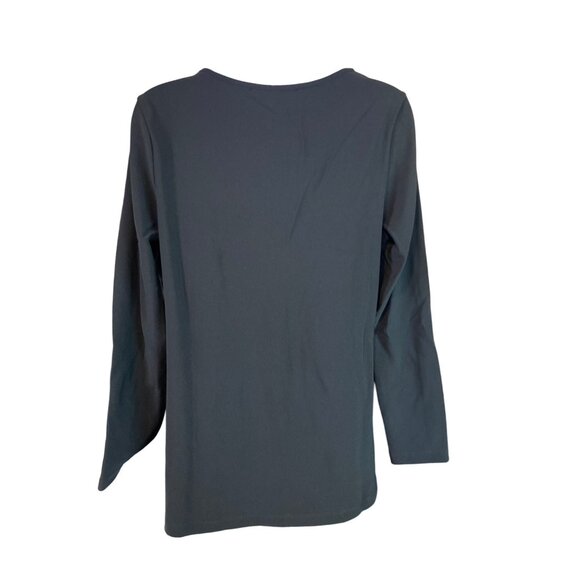 Boston Proper Colorblock Tunic Top M Black White Asymmetrical Neck Modern Chic - Picture 3 of 9